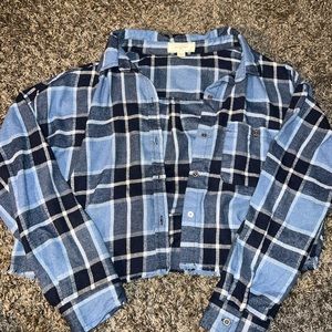 Blue flannel crop top